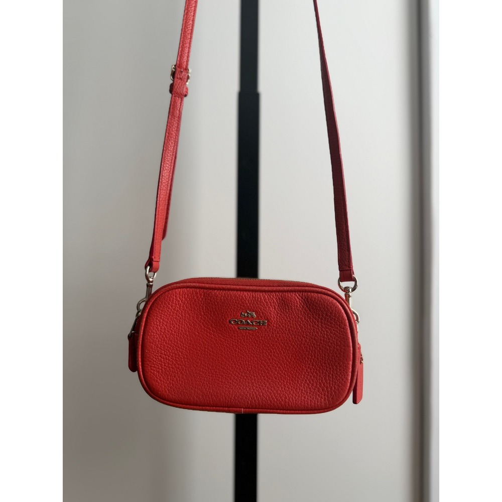 Coach Camera Crossbody Bag - One Size - Red Pebbled Leather